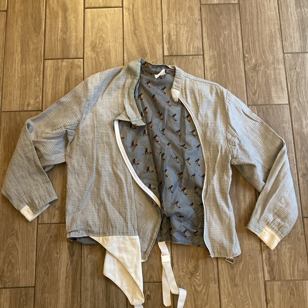 Light Gray Men’s Bomber Jacket with Patterned Lining